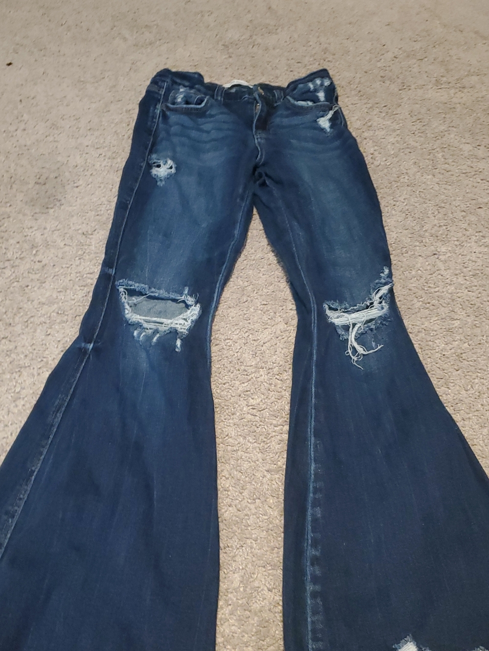 Flying Monkey Dark Blue Distressed Flare Jeans